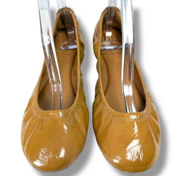 Tory Burch Eddie Tan Patent Leather Ballet Flats, Coquette Feminine Casual, Sz 8