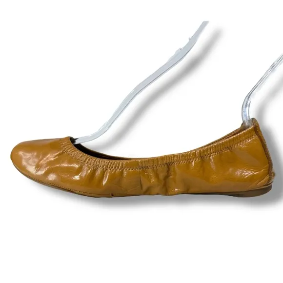 Tory Burch Eddie Tan Patent Leather Ballet Flats, Coquette Feminine Casual, Sz 8