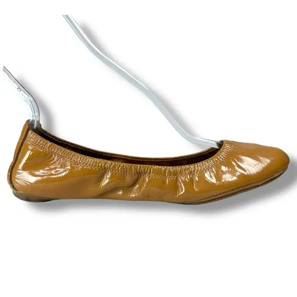 Tory Burch Eddie Tan Patent Leather Ballet Flats, Coquette Feminine Casual, Sz 8