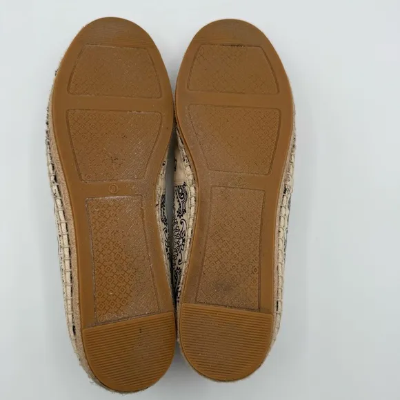 Tory Burch Espadrille Canvas AMERICANA BANDANA  Ivory Size 9M