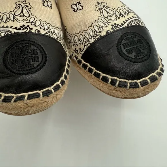 Tory Burch Espadrille Canvas AMERICANA BANDANA  Ivory Size 9M