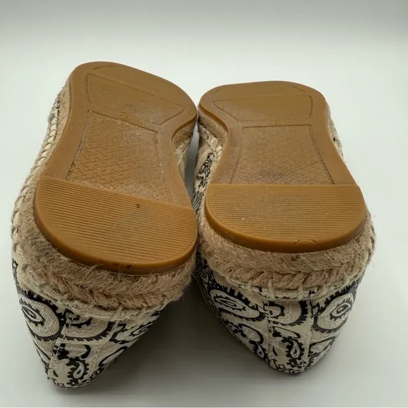 Tory Burch Espadrille Canvas AMERICANA BANDANA  Ivory Size 9M
