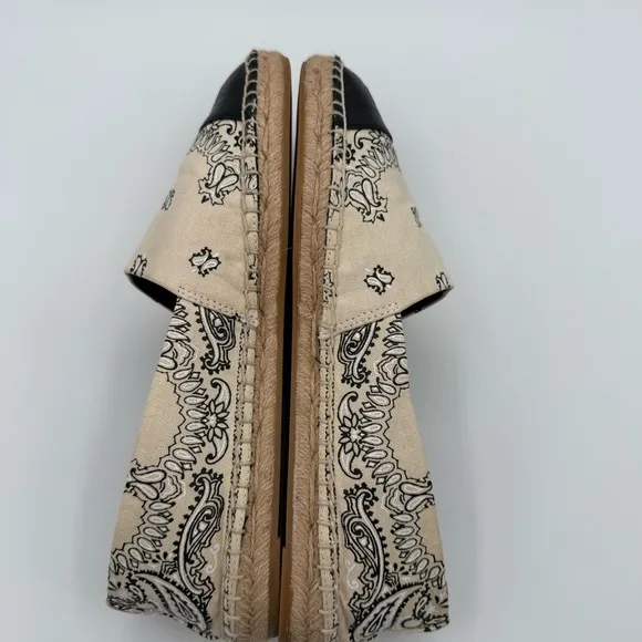 Tory Burch Espadrille Canvas AMERICANA BANDANA  Ivory Size 9M