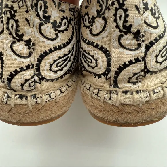 Tory Burch Espadrille Canvas AMERICANA BANDANA  Ivory Size 9M
