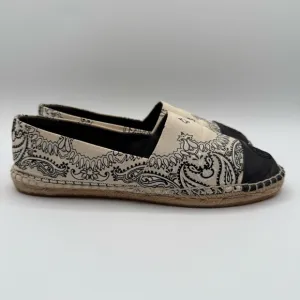Tory Burch Espadrille Canvas AMERICANA BANDANA  Ivory Size 9M