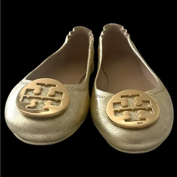Tory Burch Gold Ballet Flats, Size 9