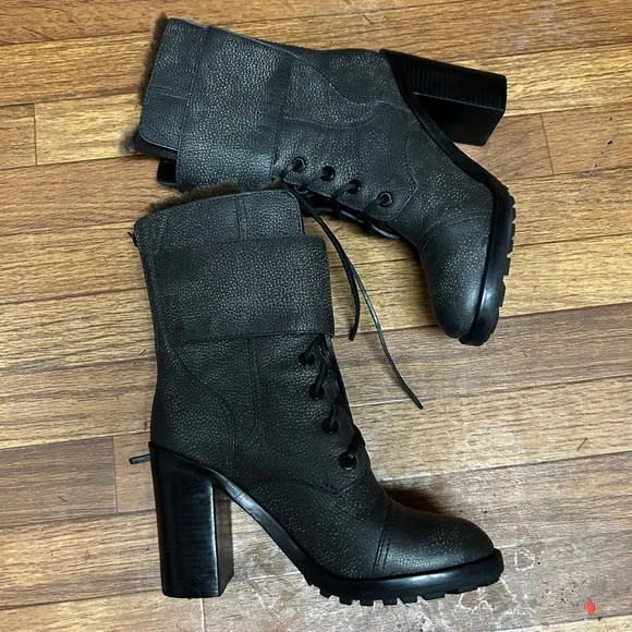 Tory Burch Gray Broome Combat Boots With Shearling Lining Women's