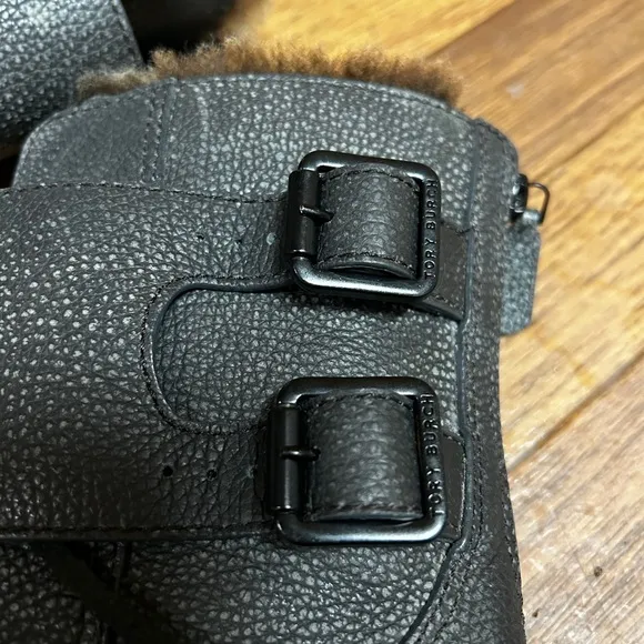 Tory Burch Gray Broome Combat Boots With Shearling Lining Women's