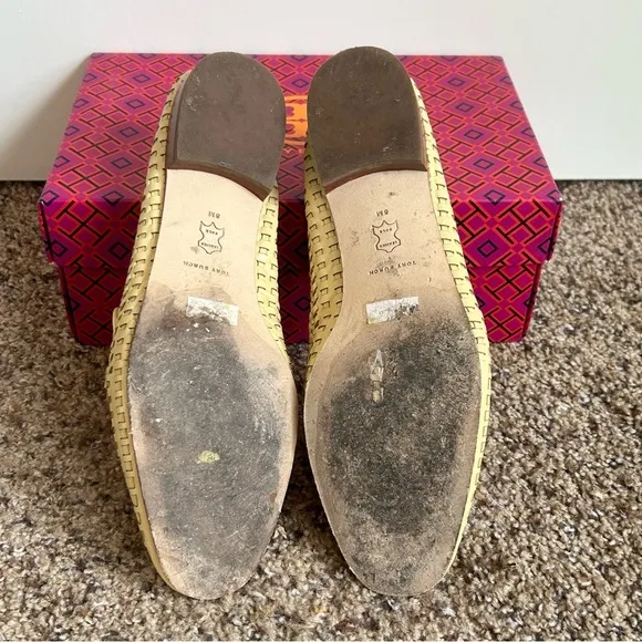 Tory Burch IN BOX Jessa Woven Goat Leather Loafers in Sweet Corn