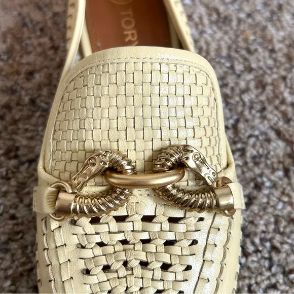 Tory Burch IN BOX Jessa Woven Goat Leather Loafers in Sweet Corn
