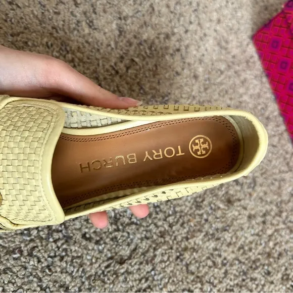 Tory Burch IN BOX Jessa Woven Goat Leather Loafers in Sweet Corn
