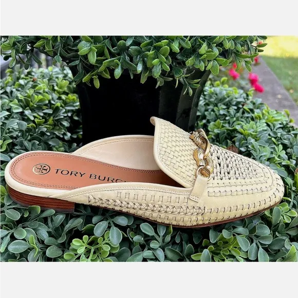 Tory Burch IN BOX Jessa Woven Goat Leather Loafers in Sweet Corn