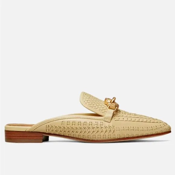 Tory Burch IN BOX Jessa Woven Goat Leather Loafers in Sweet Corn