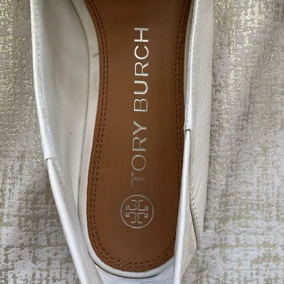 Tory Burch Ivory Tory Charm Woven Leather Loafers. Size 8M. VGUC!