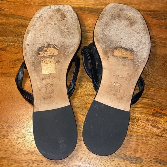 Tory Burch Jeweled Miller Black Leather Sandals Women’s 7.5 M