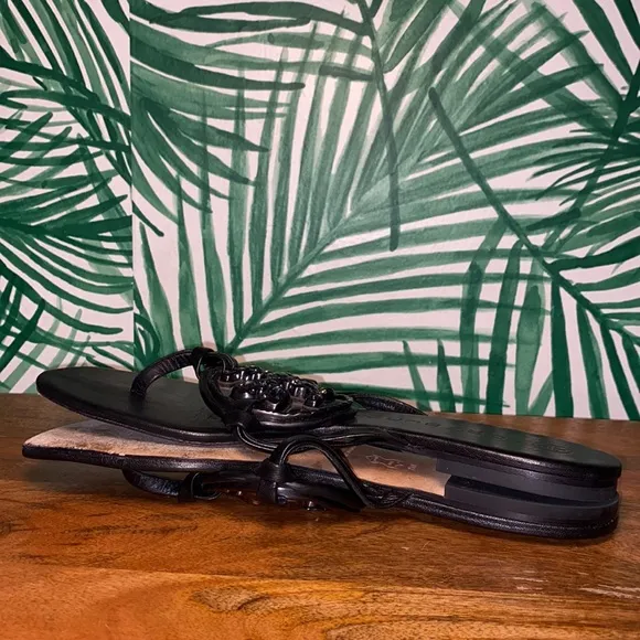 Tory Burch Jeweled Miller Black Leather Sandals Women’s 7.5 M