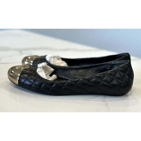 Tory Burch Kaitlin Ballet Flats in Quilted Black Leather Size 8
