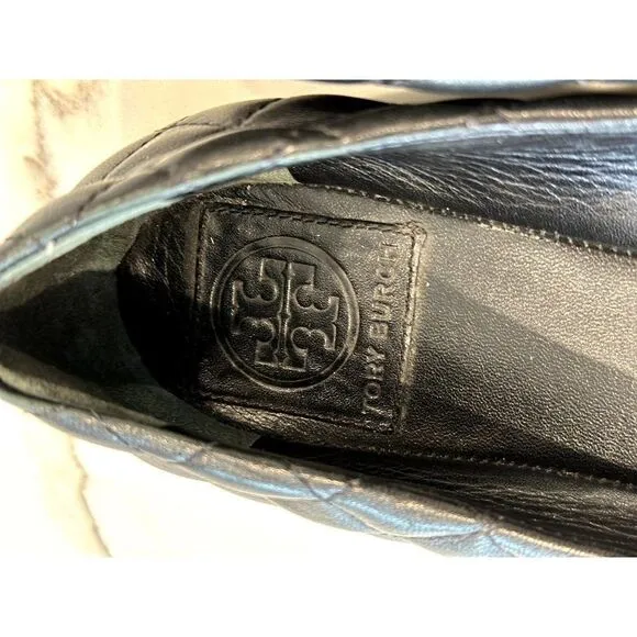 Tory Burch Kaitlin Ballet Flats in Quilted Black Leather Size 8