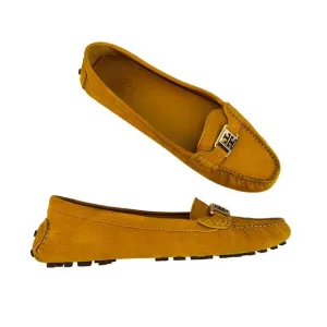 Tory Burch Kendrick Driving Loafers in Royal Tan Tumbled Leather Flats 10M