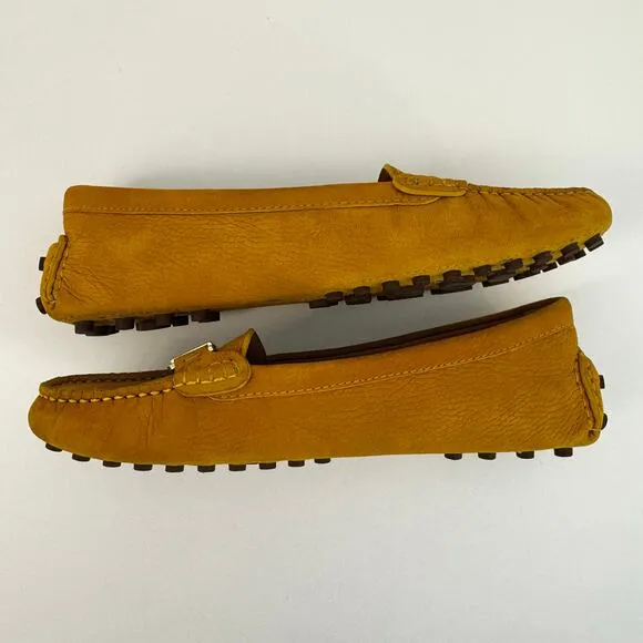 Tory Burch Kendrick Driving Loafers in Royal Tan Tumbled Leather Flats 10M
