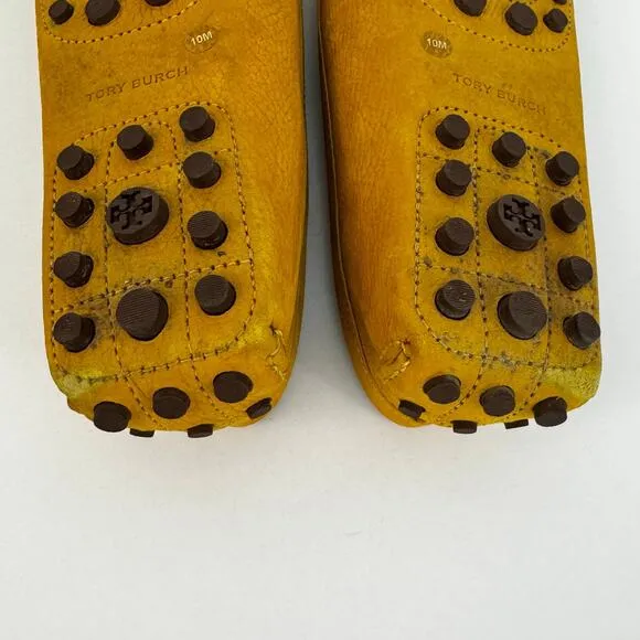 Tory Burch Kendrick Driving Loafers in Royal Tan Tumbled Leather Flats 10M