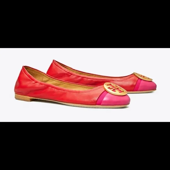 Tory Burch Ladies Minnie Patent Cap-Toe Ballet Flats NEW