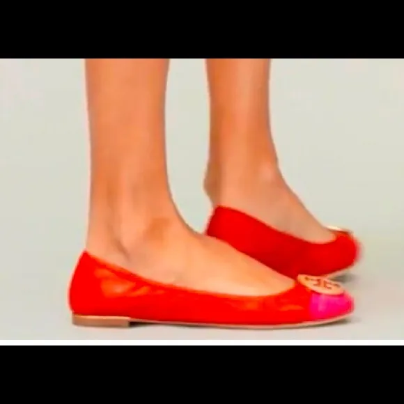 Tory Burch Ladies Minnie Patent Cap-Toe Ballet Flats NEW