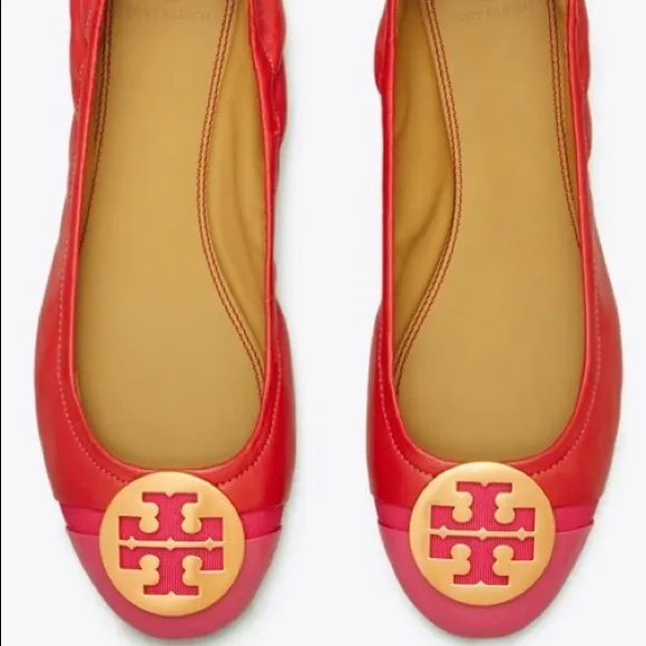Tory Burch Ladies Minnie Patent Cap-Toe Ballet Flats NEW