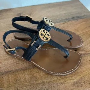 Tory Burch Leather Ankle Strap Thong Sandals Size 5.5 M