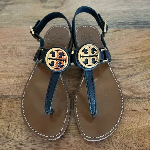Tory Burch Leather Ankle Strap Thong Sandals Size 5.5 M