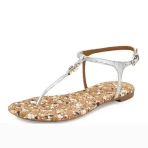 Tory Burch Marion Confetti Quilted T-Strap Sandals