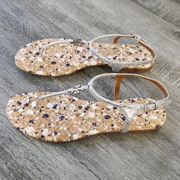 Tory Burch Marion Confetti Quilted T-Strap Sandals