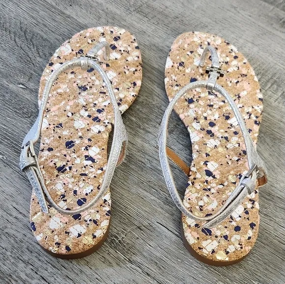 Tory Burch Marion Confetti Quilted T-Strap Sandals
