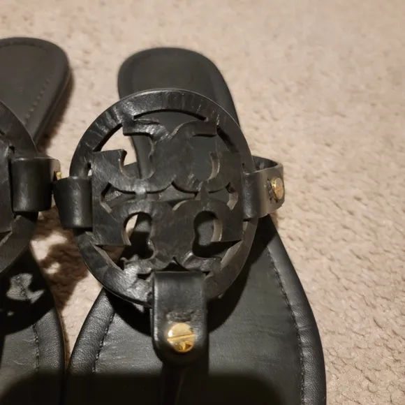 Tory Burch Miller Black Leather Sandals Size 7.5