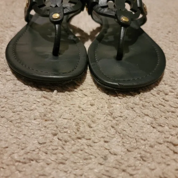 Tory Burch Miller Black Leather Sandals Size 7.5