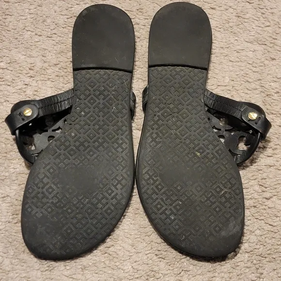 Tory Burch Miller Black Leather Sandals Size 7.5