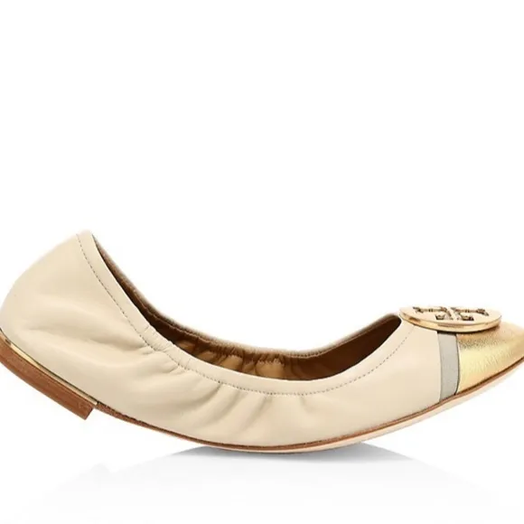 Tory Burch Minnie Cap-Toe Leather Ballet Flats