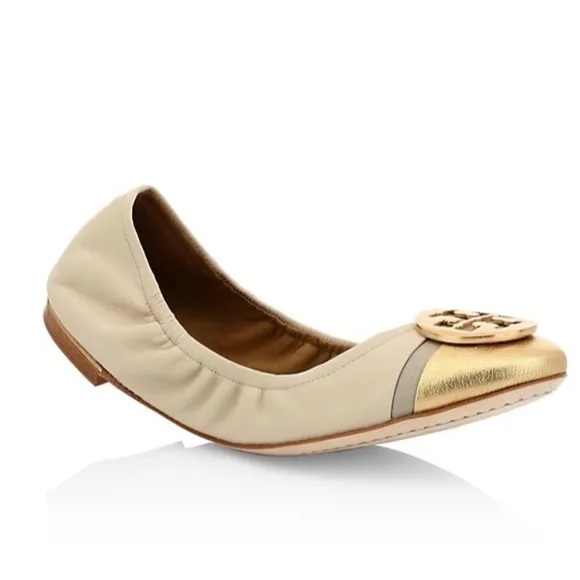 Tory Burch Minnie Cap-Toe Leather Ballet Flats