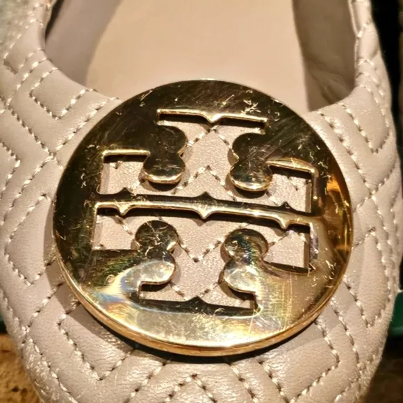 Tory Burch Minnie Quilted Leather Travel Ballet Flat Brown Sz 6.5 #50736