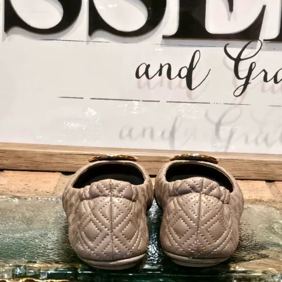 Tory Burch Minnie Quilted Leather Travel Ballet Flat Brown Sz 6.5 #50736