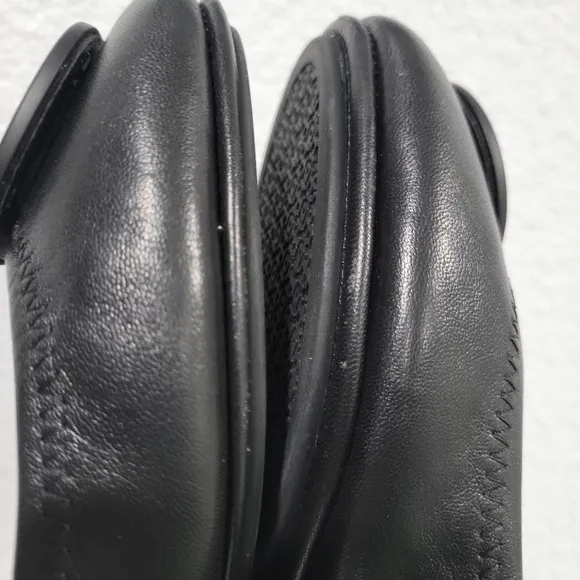 Tory Burch Minnie travel ballet flats logo badge black leather size 8