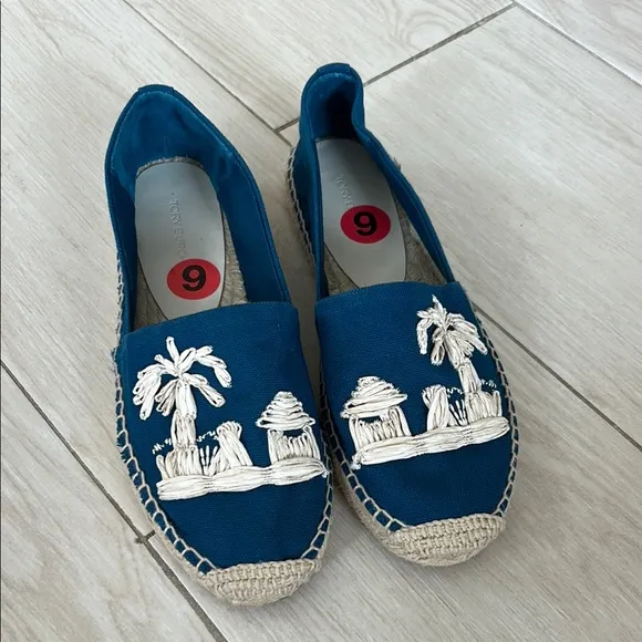 Tory Burch palm tree canvas espadrilles