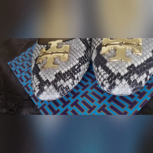 💫TORY BURCH Python Raleigh Logo Ballet Flats