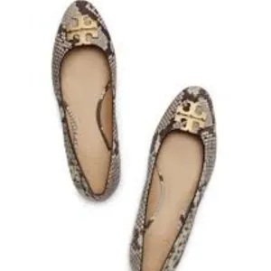 💫TORY BURCH Python Raleigh Logo Ballet Flats