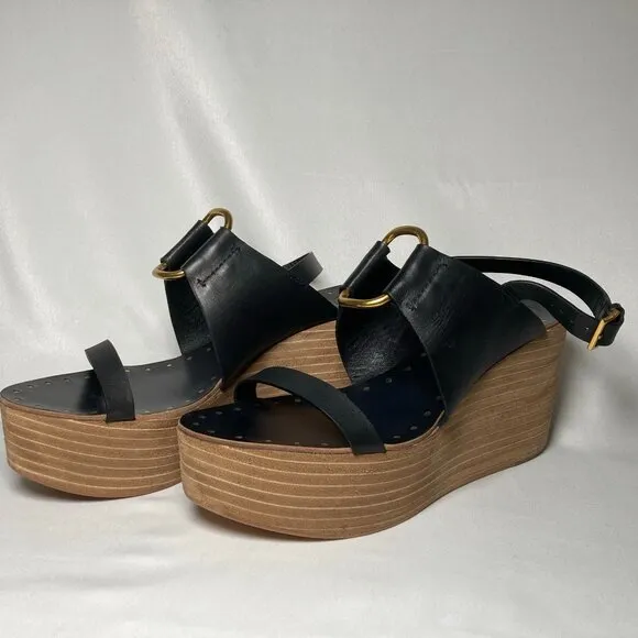 Tory Burch Ravello Black Wedge Sandals