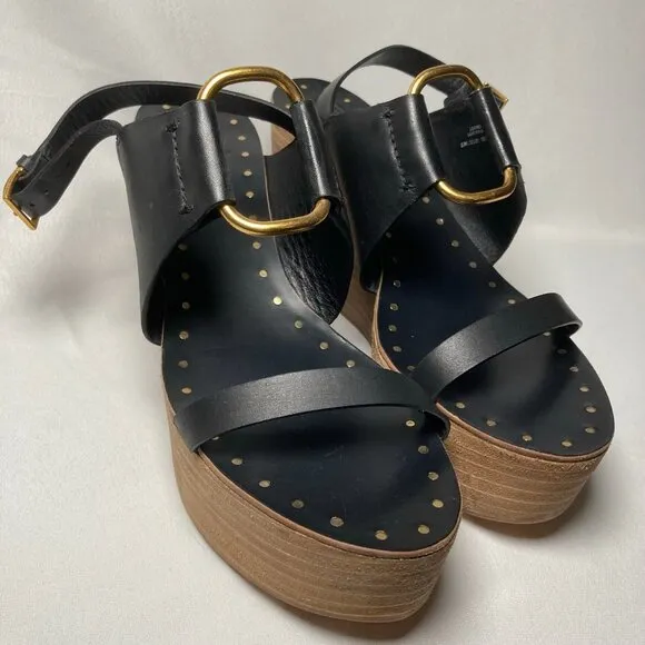 Tory Burch Ravello Black Wedge Sandals