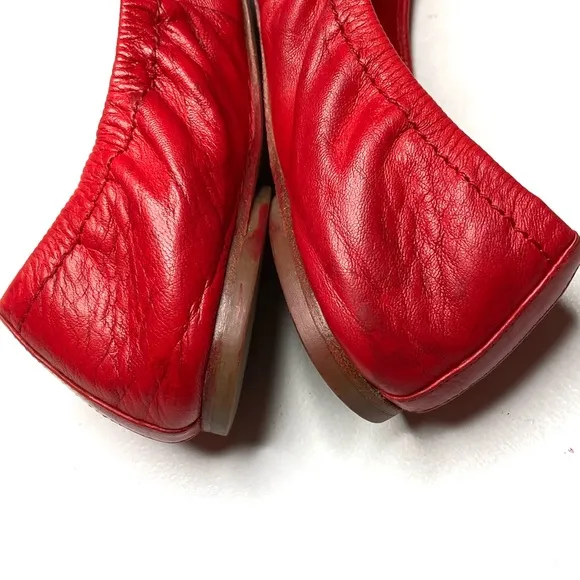 TORY BURCH Red Leather Cap Toe Ballet Flats