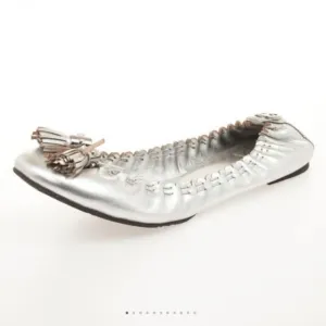 Tory burch Reese metalic leather tassels ballet flats