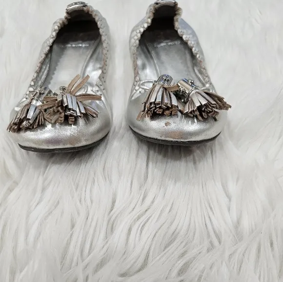 Tory burch Reese metalic leather tassels ballet flats