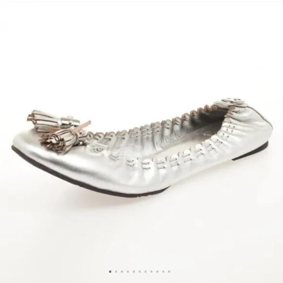 Tory burch Reese metalic leather tassels ballet flats